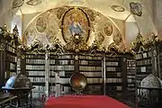 Bookshelf and globes