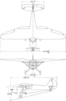 3-view line drawing of the Stinson AT-19 Reliant