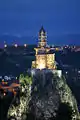 Chapel Saint Michel d'Aiguilhe lit up at night