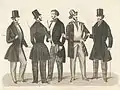 Top hats in the 1840s. Swedish Fashion plate from 1847