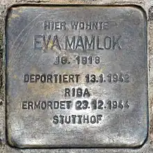 Stolperstein for Eva Mamlok in Kreuzberg Neuenburger Straße 1