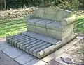 Sandstone sculpture Stone Sofa by Tim Shutter, on the Coventry Canal