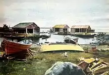 Boats and boathouses at Stor-Brändön around 1935