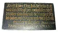 German inscription at Number 3.