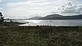 Strachur Bay Not the outflow of the Cur - that runs most of the length of Cowal, via Loch Eck to the Holy Loch, but a smaller burn. Dùn Leacainn visible across Loch Fyne.