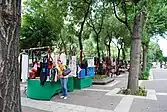 Vendors' stalls in the plaza.