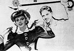 Illustration of Judy Garland and Mickey Rooney in Strike Up the Band – The American Weekly (1951)