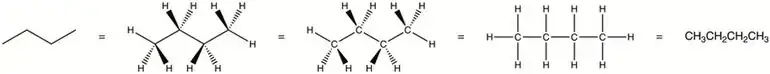 Structural representations of butane