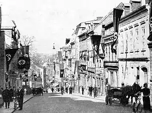 Main street in Aš, where the SdP's leadership met on 13 September 1938 before fleeing to Germany