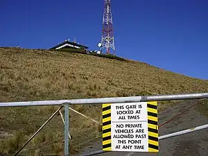 A gate prevents access to the transmitter site for private vehicles.