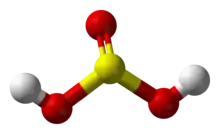 Ball-and-stick model of sulfurous acid