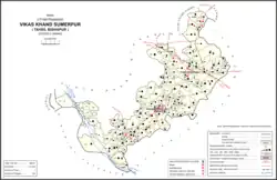 Map showing Akampur (#848) in Sumerpur CD block