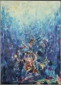 Summit-Winter Fountain, 64" × 46", oil on canvas, c1970s