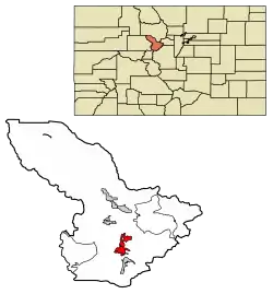 Location of the Town of Breckenridge in Summit County, Colorado