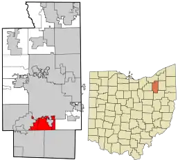 Location in Summit County and the state of Ohio.