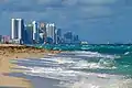 Skyline of Sunny Isles Beach viewed from the south with the skyline of southern coastal Broward County shown in the background