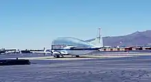 Picture from the rear of a Super Guppy Turbine airplane