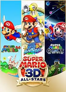 The icon art shows three games from the Super Mario series: Super Mario 64, Super Mario Sunshine, and Super Mario Galaxy.