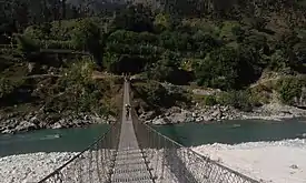 Suspended Trail bridge over the Chaulani river