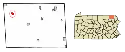 Location of Friendsville in Susquehanna County, Pennsylvania.