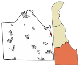 Location of Rehoboth Beach in Sussex County, Delaware