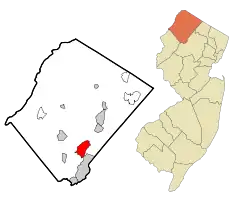 Map of Lake Mohawk in Sussex County. Inset: Location of Sussex County in New Jersey.