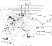 Map of early land grants in the Swan River colony, 1839. Rectangular boundaries of land are drawn across a map of Perth, Fremantle, and the Swan River area. Thomas Watson's grant is at the southern end, near the coast. Labelled "T. Watson".