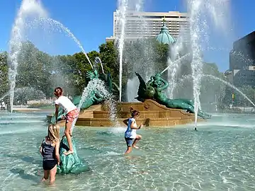 Swann Fountain, at the center of Logan Circle