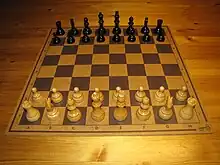 A Swedish competition standard chessboard made of masonite