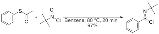 N-tert-Butylbenzenesulfinimidoyl chloride can be synthesized from phenyl thioacetate and N-tert-butyl-N,N-dichloroamine in benzene.