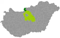 Szob District within Hungary and Pest County.