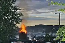 Image 28Traditional Norwegian St. Hansbål (midsummer) bonfire in Laksevåg, Bergen (from Culture of Norway)