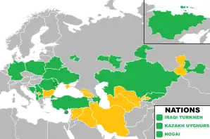 A coloured map of the countries of Europe