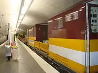 Maintenance train running through the station