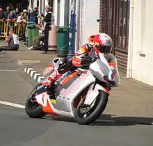 2012 Isle of Man TT  TT Zero - Michael Rutter on MotoCzysz during practice for the 2012 TT Zero race.