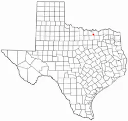 Location of Tioga, Texas