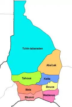 Tahoua Department location in the region