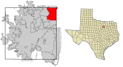 Location of Grapevine in Tarrant County, Texas