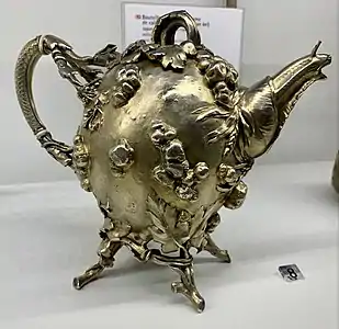 Art Nouveau teapot, by Alphonse Debain, gilt silver and ivory, Museum of Decorative Arts