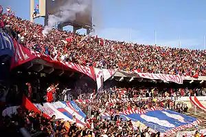 Al Ittihad Fans at the stadium during the Libyan Super Cup