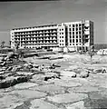 The partially completed Nordau Plaza Hotel, 1952. Later completed as the first Sheraton-Tel Aviv Hotel