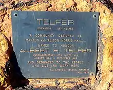 Plaque at Telfer