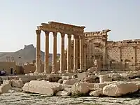 Remains of columns and walls at the courtyard.