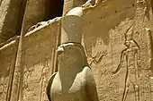 Statue of Horus in the courtyard of the temple