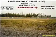 Haines Junction airport terminal and ramp parking