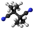 Ball-and-stick model of the tetramethylsuccinonitrile molecule