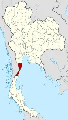 Map of Thailand highlighting Prachuap Khiri Khan province