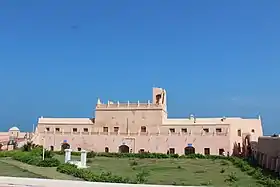 A view of Fort Dansborg with Bay of Bengal in the background