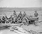 A 7.7 cm Nahkampfkanone captured during the Battle of Messines.