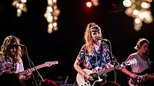 The Big Moon performing at The Echo in Los Angeles in 2016. From left to right: Soph Nathan, Juliette Jackson, Celia Archer.